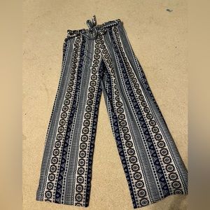 Boho Wide Leg Pants with Belt